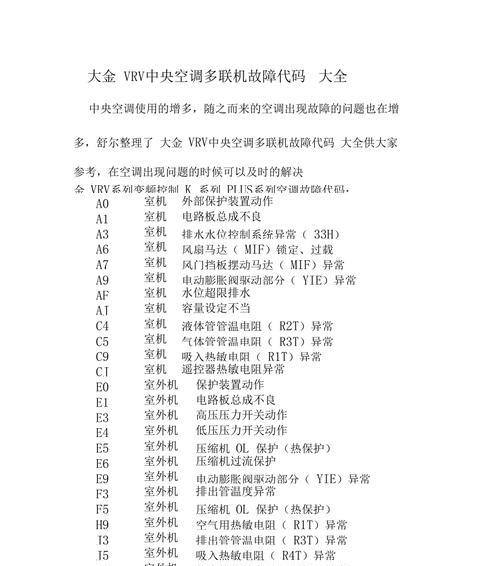 探究美的MD中央空调故障代码及解决方法（解读MD中央空调故障代码）  第3张
